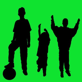 Silhouettes of young boys