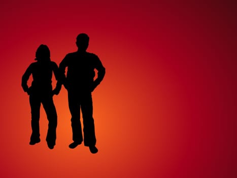 Silhouettes of young couple