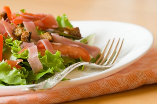 Salad with ham strips