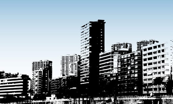 Grunge Benidorm coastline