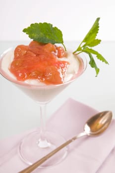 Vanilla quark with rhubarb