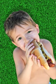 eating a hot dog