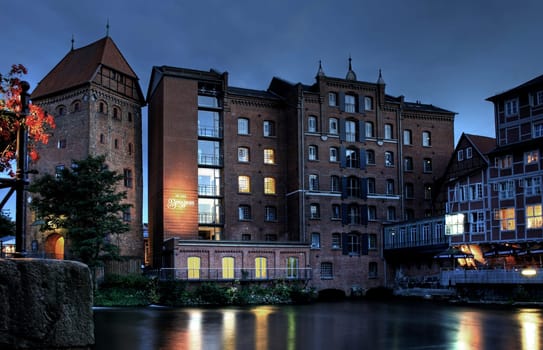 historic houses by night