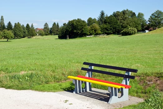 Park Bench in the Mountains Germany Banner