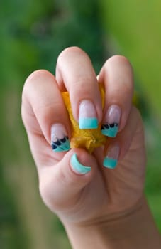 Woman's hand with physalis