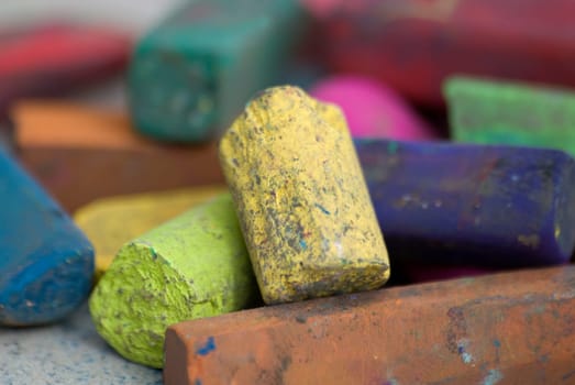 Pastel chalk close-up