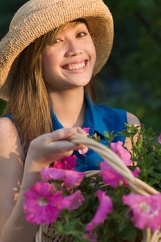 Smiling pretty woman gardener