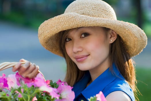Smiling pretty woman gardener