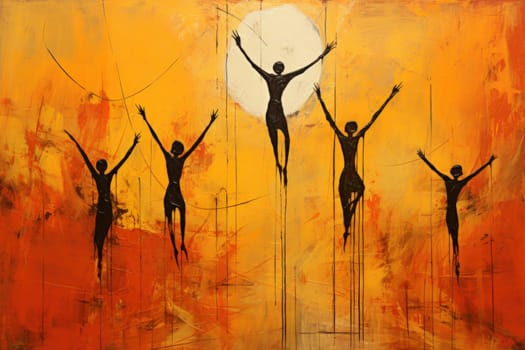 Within the realm of fantasy, elegant phoenix dancers grace the stage, their mesmerizing performances engulfed in flames.