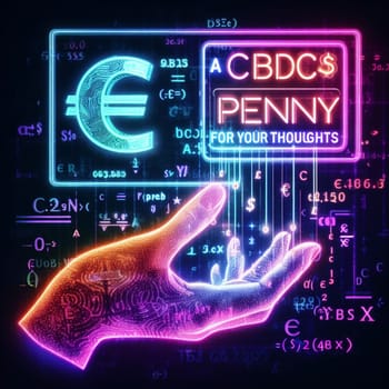 central bank digital currency and crypto signs graphic virtual money concept ai generative art
