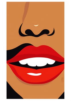 woman teeth banner illustration pop retro face style fashion open poster female art lip red toothpaste lipstick beauty symbol sexy colours. Generative AI.