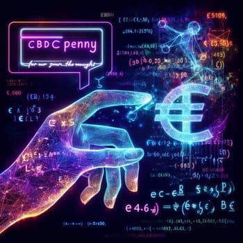 central bank digital currency and crypto signs graphic virtual money concept ai generative art