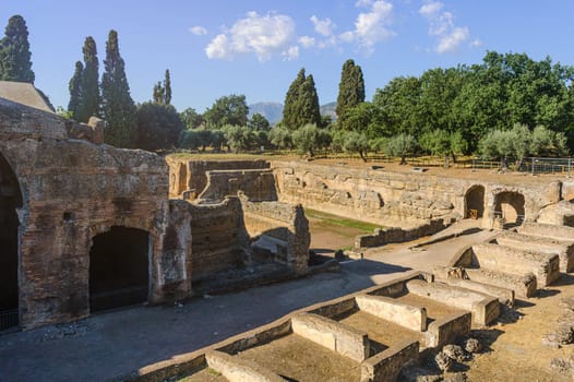 Panoramic of the Villa of the Emperor Hadrian in Tivoli, in the vicinity of Rome