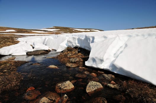 Meltwater in the plateau of Norway.