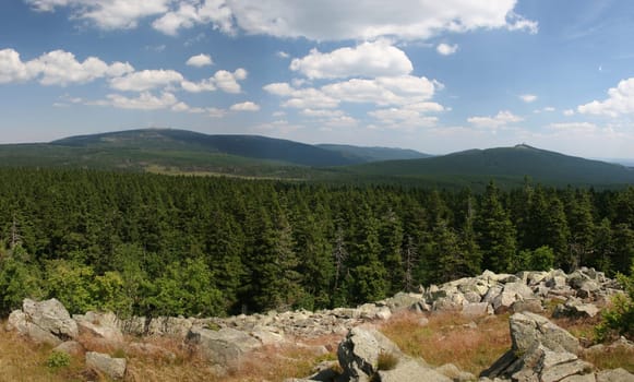 Panorama picture Brocken in the Harz Mountains