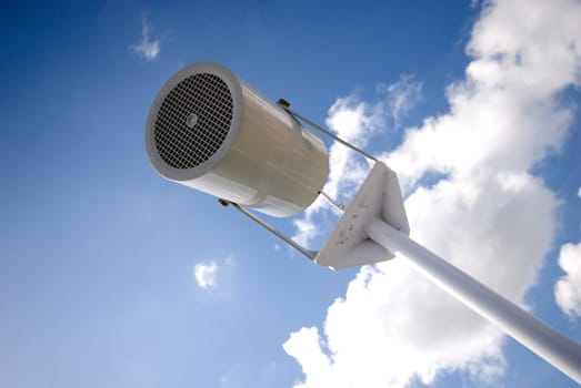 Ship's loudspeaker against sky