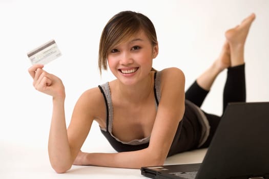 Attractive Woman shopping online