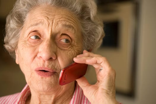 Senior woman using cell phone