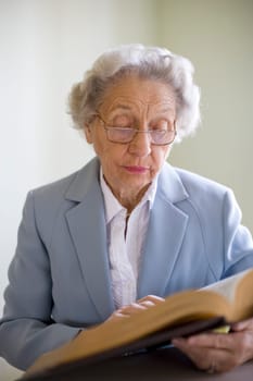 Senior woman reading Bible