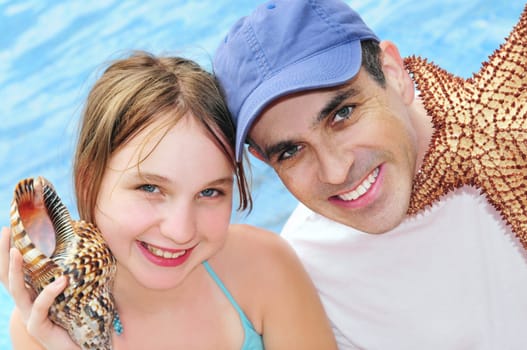 Family on tropical vacation