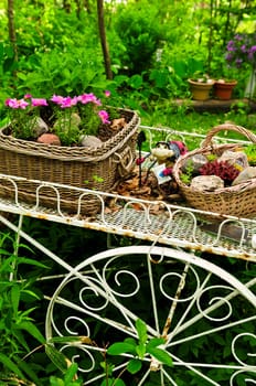 Flower cart in garden