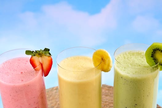 Assorted fruit smoothies