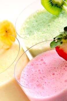 Assorted fruit smoothies