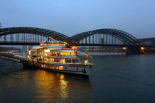 Excursion boat in Christmas decorations