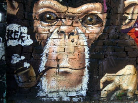 Pipe-smoking chimpanzee