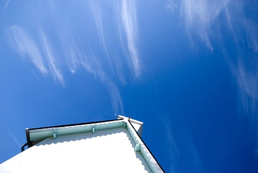 House gable in front of a blue sky