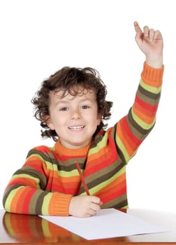 Adorable boy studying