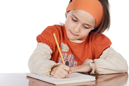 adorable girl studying