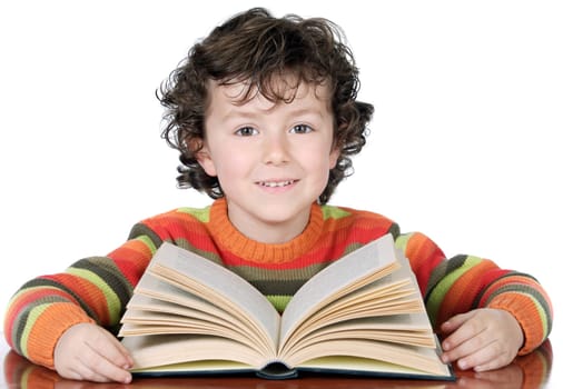 adorable boy studying