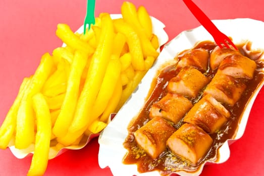 German Curry Sausage,French Fries