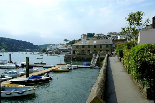 The small harbour town of Salcombe is located at the mouth of the Kigsbridge Estuary on the south coast of Devon,UK