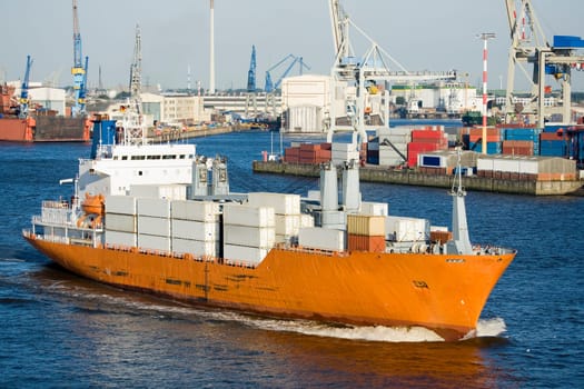 container ship in harbor