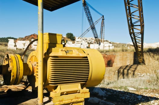 Big electric motor in a marble quarry