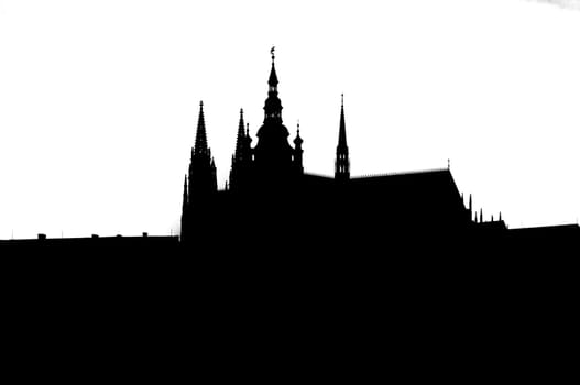 Prague castle  - silhouette of cathedral