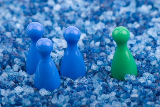 Blue team with green boss