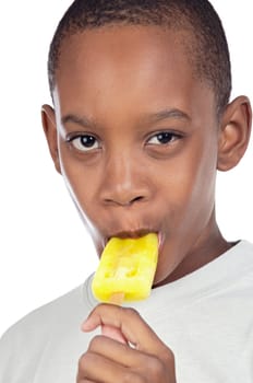 Children eating ice cream lemon