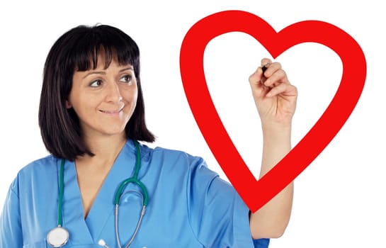 medical cardiologist drawing a heart