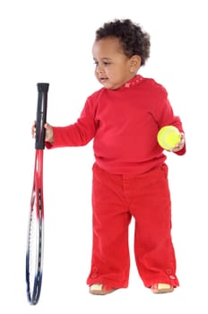 little girl with racket and tennis ball