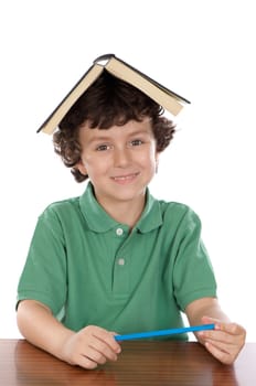 adorable boy reading a book