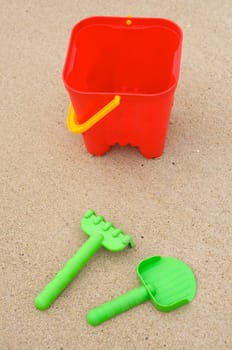 Toys beach in the sand