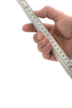 Hand holding folding rule