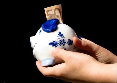 Piggy bank with money