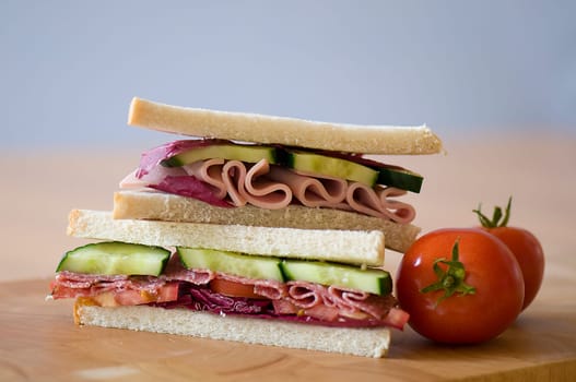 Sandwich on wooden board