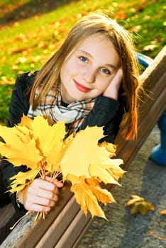 Teenage girl in the fall