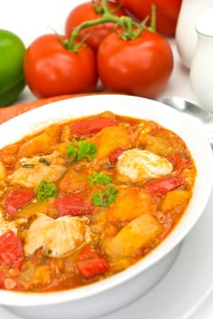Vegetable soup casserole with chicken