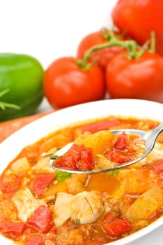 Vegetable soup casserole with chicken